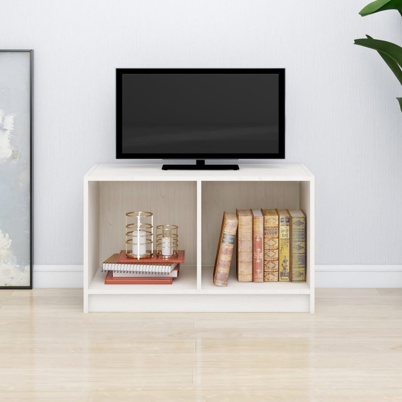 vidaXL Mueble de TV de madera maciza de pino blanco 70x33x42 cm vidaXL Mueble de TV de madera maciza de pino blanco 70x33x42 cm