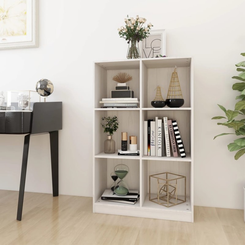 vidaXL Estantería de madera maciza de pino blanca 70x33x110 cm vidaXL Estantería de madera maciza de pino blanca 70x33x110 cm