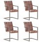 vidaXL Silla voladiza comedor 4 uds cuero auténtico marrón envejecido vidaXL Silla voladiza comedor 4 uds cuero auténtico marrón envejecido