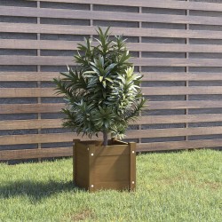 vidaXL Jardinera de madera maciza de pino marrón 31x31x31 cm 