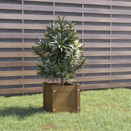 vidaXL Jardinera de madera maciza de pino marrón 31x31x31 cm 