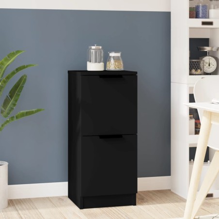 vidaXL Aparador de madera contrachapada negro 30x30x70 cm