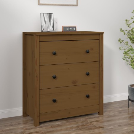 vidaXL Aparador de madera maciza de pino marrón miel 70x35x80 cm