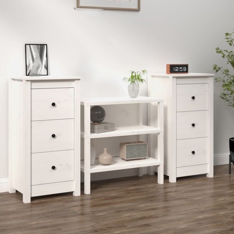 vidaXL Aparadores 2 uds madera maciza de pino blanco 40x35x80 cm vidaXL Aparadores 2 uds madera maciza de pino blanco 40x35x80 cm