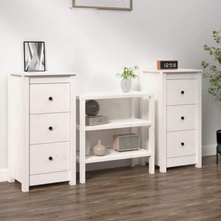 vidaXL Aparadores 2 uds madera maciza de pino blanco 40x35x80 cm