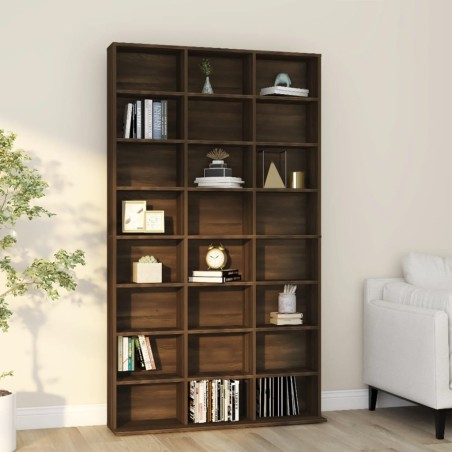 vidaXL Estantería de CD contrachapada marrón roble 102x23x177,5 cm