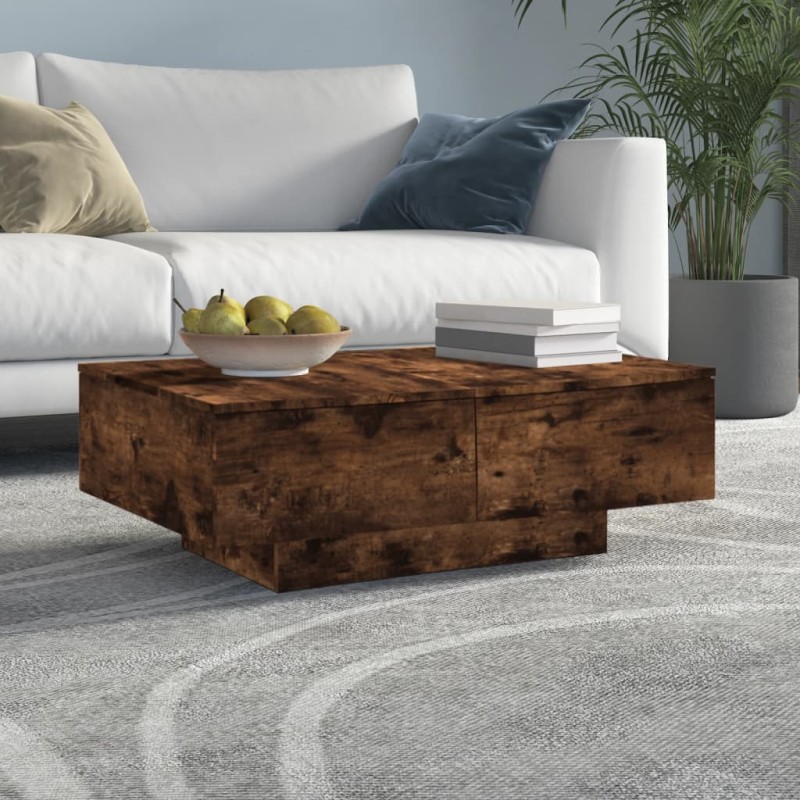 vidaXL Mesa de centro madera contrachapada roble ahumado 90x60x31 cm vidaXL Mesa de centro madera contrachapada roble ahumado 90x60x31 cm