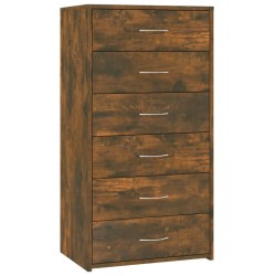 vidaXL Aparador con 6 cajones contrachapado roble ahumado 50x34x96 cm