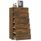 vidaXL Aparador con 6 cajones contrachapado roble ahumado 50x34x96 cm
