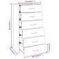 vidaXL Aparador con 6 cajones contrachapado roble ahumado 50x34x96 cm