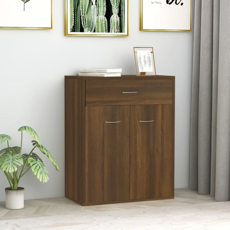 vidaXL Aparador de madera contrachapada marrón roble 60x30x75 cm vidaXL Aparador de madera contrachapada marrón roble 60x30x75 cm