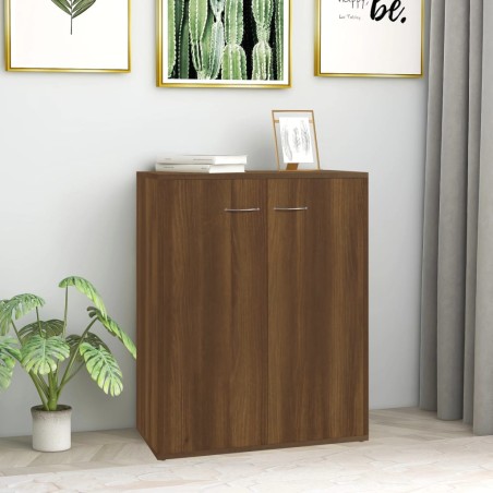 vidaXL Aparador de madera contrachapada marrón roble 60x30x75 cm