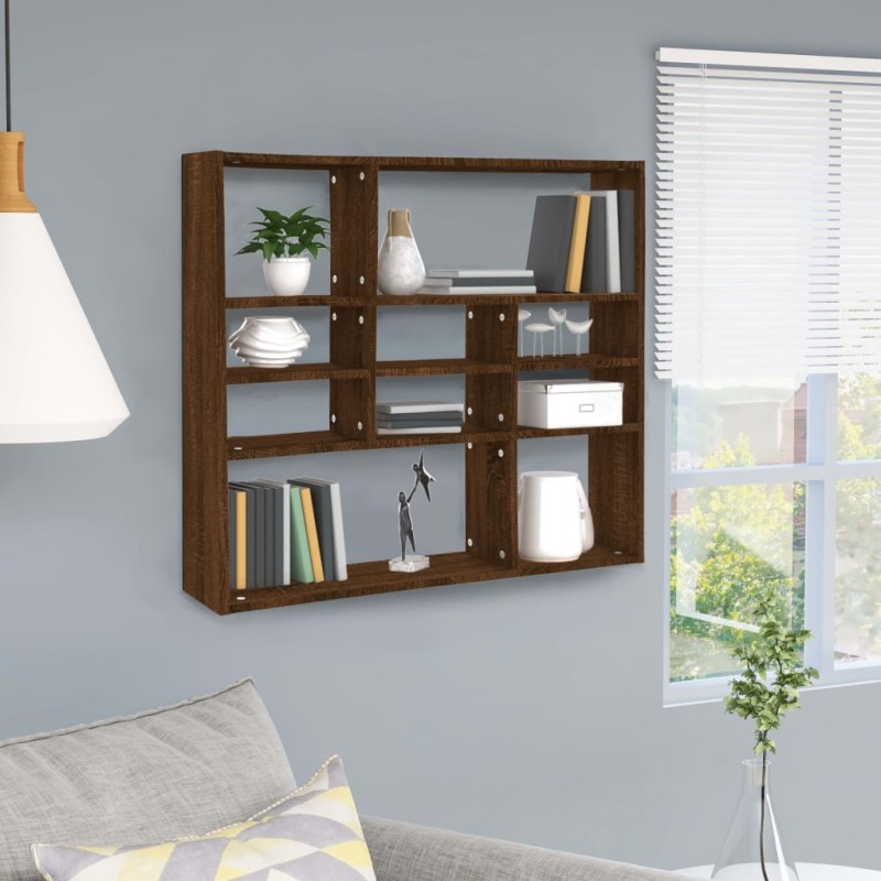 vidaXL Estantería de pared contrachapada roble marrón 90x16x78 cm vidaXL Estantería de pared contrachapada roble marrón 90x16x78 cm