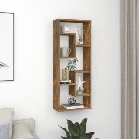 vidaXL Estantería de pared contrachapada roble ahumado 36x16x90 cm