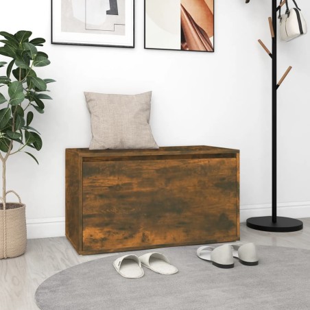 vidaXL Banco pasillo madera contrachapada roble ahumado 80x40x45 cm