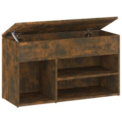 vidaXL Banco zapatero madera contrachapada roble ahumado 80x30x45 cm