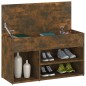 vidaXL Banco zapatero madera contrachapada roble ahumado 80x30x45 cm vidaXL Banco zapatero madera contrachapada roble ahumado 80x30x45 cm