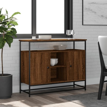 vidaXL Aparador de madera de ingeniería roble marrón 100x35x80 cm