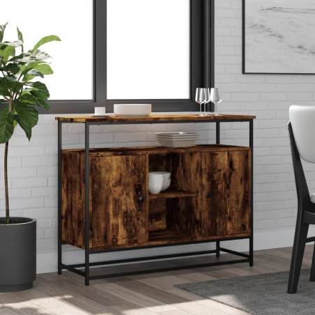 vidaXL Aparador de madera de ingeniería roble ahumado 100x35x80 cm