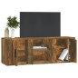 vidaXL Mueble de TV madera contrachapada roble ahumado 100x31,5x35 cm vidaXL Mueble de TV madera contrachapada roble ahumado 100x31,5x35 cm