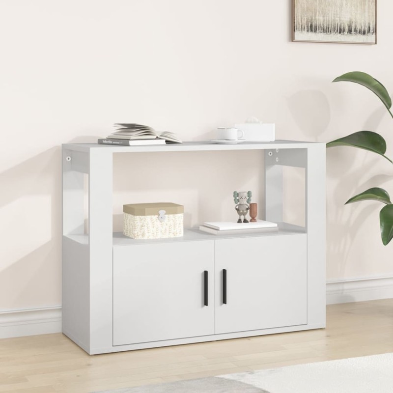 vidaXL Aparador de madera contrachapada blanco 80x30x60 cm vidaXL Aparador de madera contrachapada blanco 80x30x60 cm
