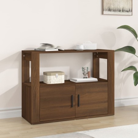 vidaXL Aparador de madera contrachapada marrón roble 80x30x60 cm