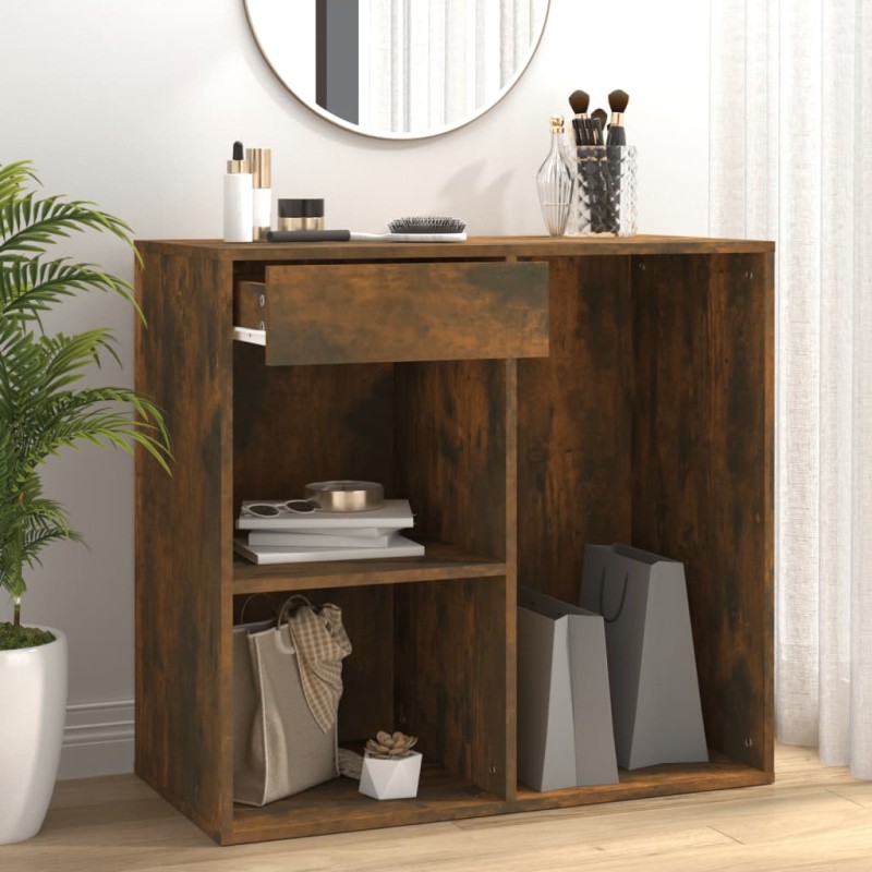 vidaXL Armario de maquillaje madera color roble ahumado 80x40x75 cm