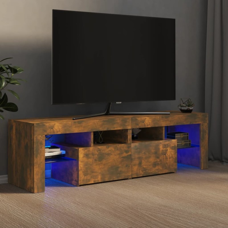 vidaXL Mueble de TV con luces LED color roble ahumado 140x36,5x40 cm vidaXL Mueble de TV con luces LED color roble ahumado 140x36,5x40 cm