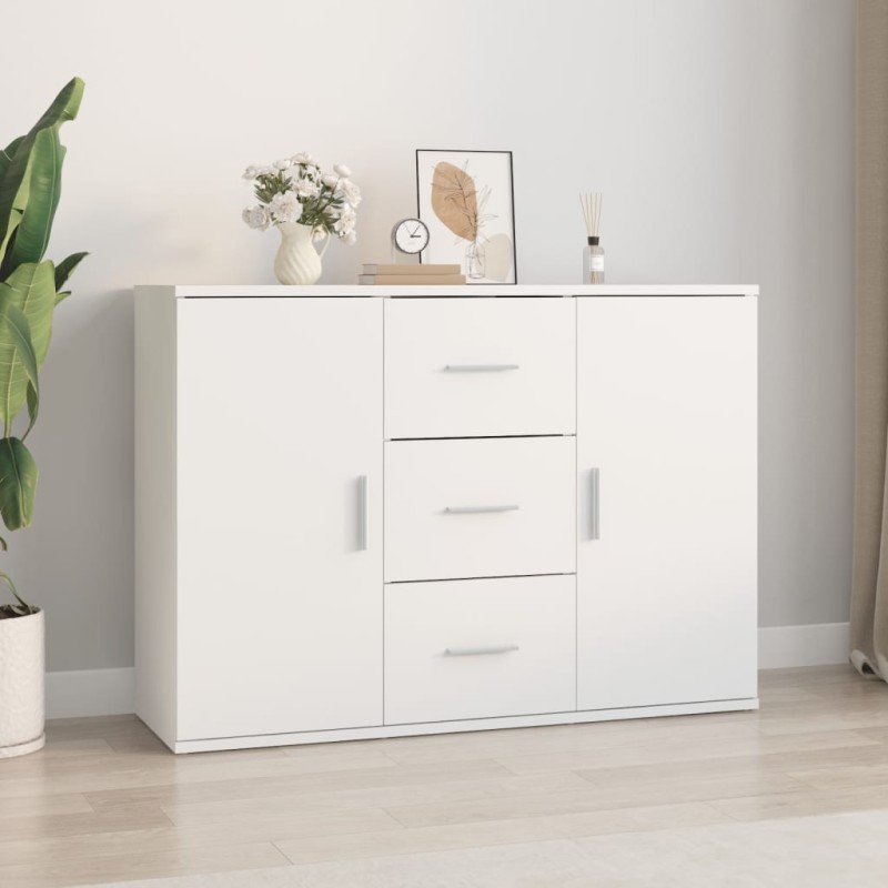 vidaXL Aparador de madera contrachapada blanca 91x29,5x65 cm vidaXL Aparador de madera contrachapada blanca 91x29,5x65 cm