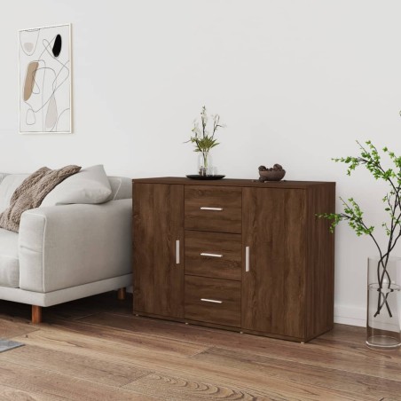 vidaXL Aparador de madera contrachapada roble marrón 91x29,5x65 cm