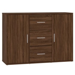 vidaXL Aparador de madera contrachapada roble marrón 91x29,5x65 cm