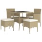 vidaXL Juego de comedor para jardín de 5 piezas ratán sintético beige vidaXL Juego de comedor para jardín de 5 piezas ratán sintético beige