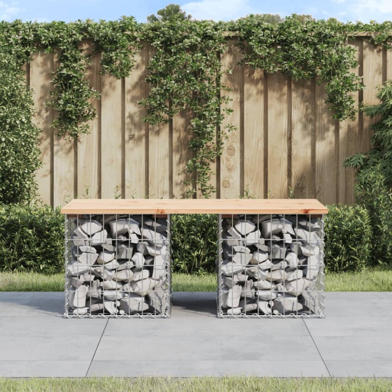 vidaXL Banco de jardín diseño gaviones madera maciza pino 103x44x42 cm