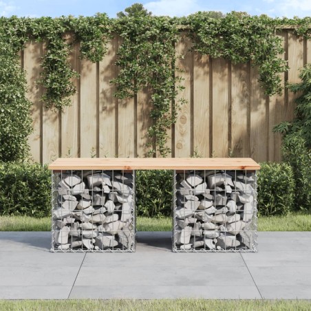 vidaXL Banco de jardín diseño gaviones madera maciza pino 103x44x42 cm