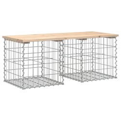 vidaXL Banco de jardín diseño gaviones madera maciza pino 103x44x42 cm