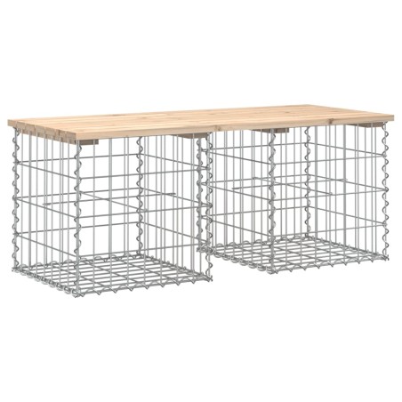 vidaXL Banco de jardín diseño gaviones madera maciza pino 103x44x42 cm