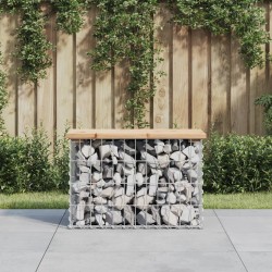 vidaXL Banco de jardín diseño gaviones madera maciza pino 63x31,5x42cm