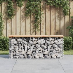 vidaXL Banco jardín diseño gaviones madera maciza pino 103x31,5x42 cm