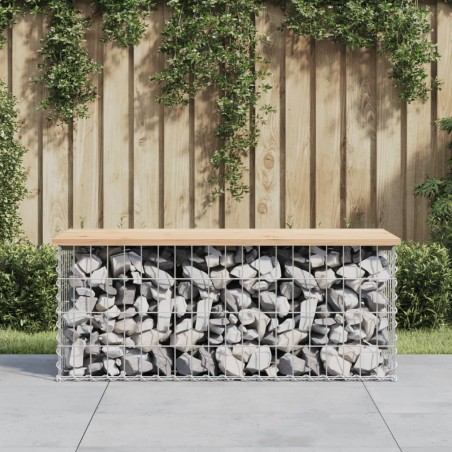vidaXL Banco de jardín diseño gaviones madera maciza pino 103x44x42 cm