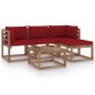 vidaXL Juego de muebles de jardín 5 piezas con cojines rojo tinto vidaXL Juego de muebles de jardín 5 piezas con cojines rojo tinto