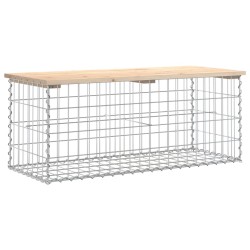 vidaXL Banco de jardín diseño gaviones madera maciza pino 103x44x42 cm