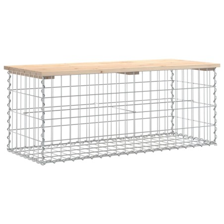 vidaXL Banco de jardín diseño gaviones madera maciza pino 103x44x42 cm