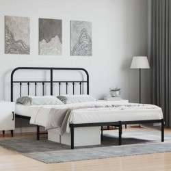 vidaXL Estructura de cama con cabecero metal negro 135x190 cm