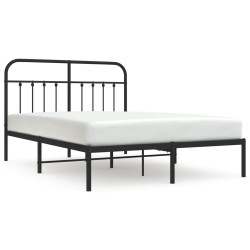 vidaXL Estructura de cama con cabecero metal negro 135x190 cm
