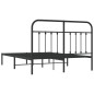 vidaXL Estructura de cama con cabecero metal negro 135x190 cm
