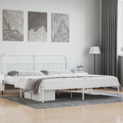 vidaXL Estructura de cama de metal con cabecero blanco 193x203 cm