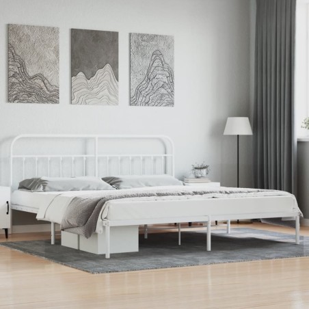 vidaXL Estructura de cama de metal con cabecero blanco 193x203 cm