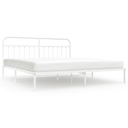 vidaXL Estructura de cama de metal con cabecero blanco 193x203 cm