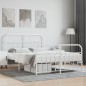 vidaXL Estructura cama metal con cabecero y estribo blanco 135x190 cm vidaXL Estructura cama metal con cabecero y estribo blanco 135x190 cm