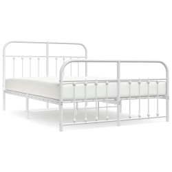 vidaXL Estructura cama metal con cabecero y estribo blanco 135x190 cm